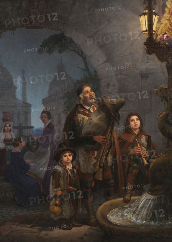 Street musicians at the Pantheon, 1840. Creator: Olaf Johan Sodermark.