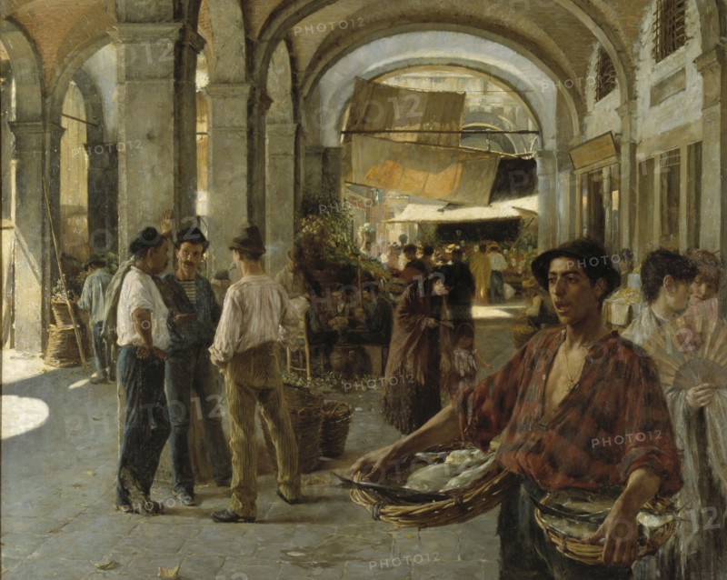 A Venetian Covered Market, 1887. Creator: Oscar Bjorck.