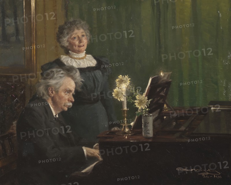 Edvard Grieg accompanying his Wife, 1898. Creator: Peder Severin Kroyer.