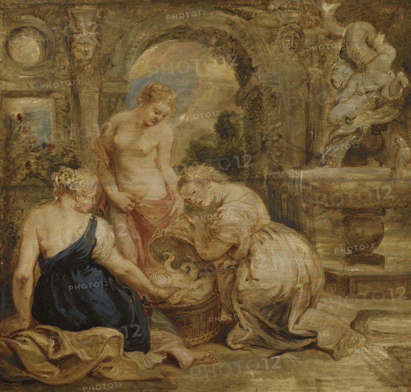 Cecrops' Daughters Finding Erichtonius. Sketch. Creator: Peter Paul Rubens.