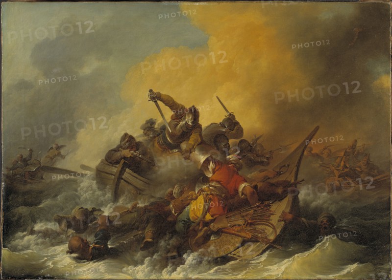 Battle at Sea between Soldiers and Oriental Pirates, 1767. Creator: Philip James de Loutherbourg.