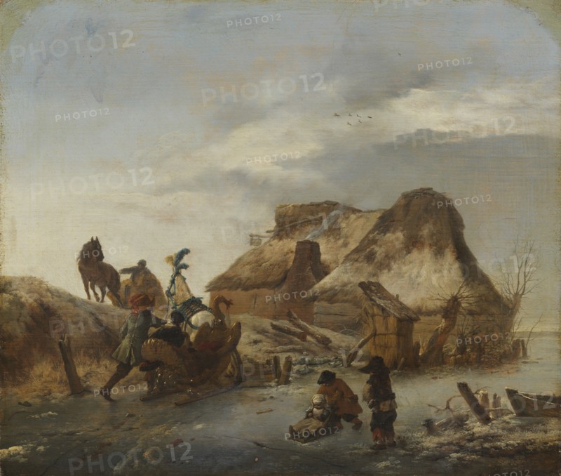 A Nobleman's Sleigh on the Ice, c.1646-1646. Creator: Philip Wouverman.