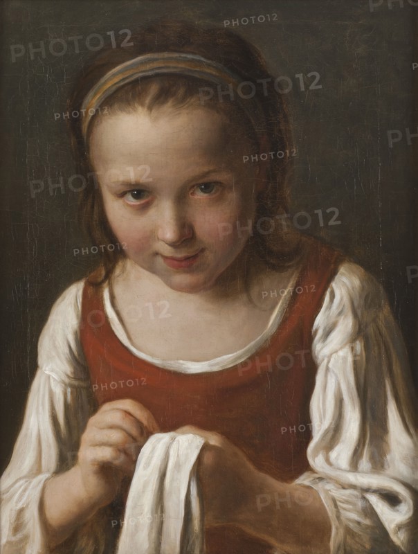 Girl with Needle-work, mid-18th century. Creator: Pietro Rotari.