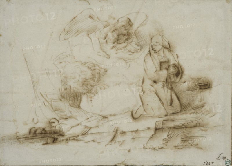 The angel appears to Hagar, c1645. Creator: Rembrandt Harmensz van Rijn.