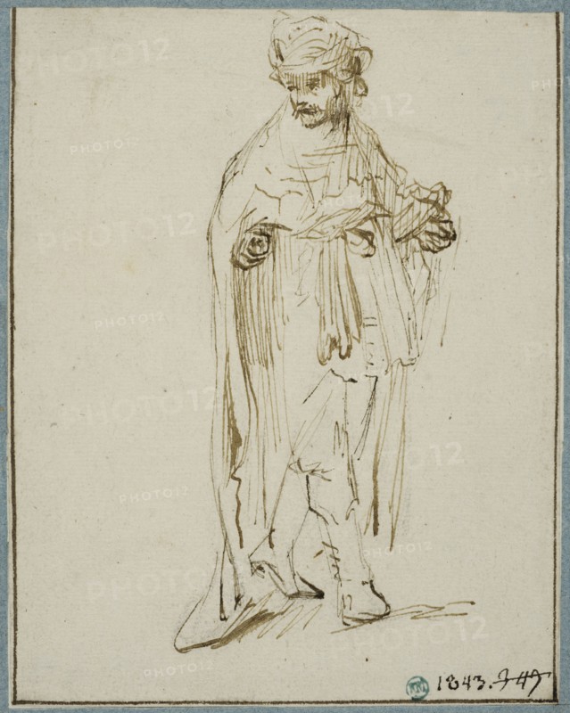 Walking man in oriental costume, c1630s. Creator: Rembrandt Harmensz van Rijn.