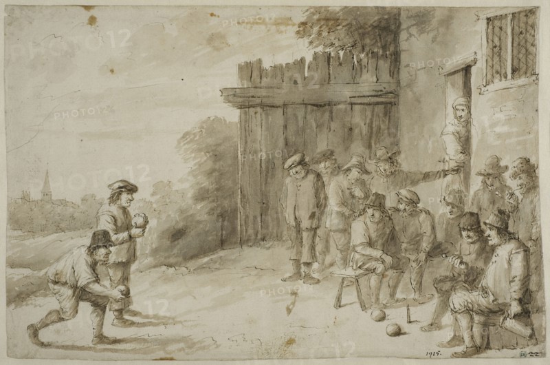 Peasants playing boules, c17th century. Creator: Unknown.