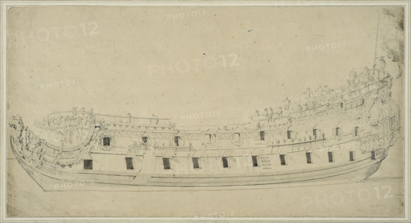British double-decked warship, harbor view. Creator: Willem van de Velde the Younger.
