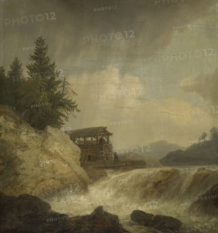 Nordic Landscape with a Waterfall, 1843. Creator: Johann Christian Michael Ezdorf.