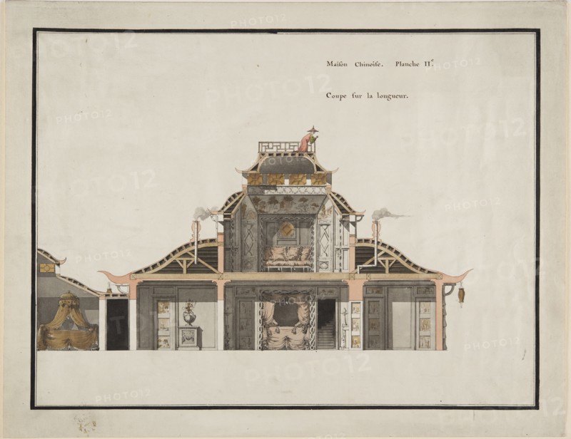 The Chinese pavilion at Le Désert de Retz, cross section. Creator: François Nicolas Henri Racine de Monville.