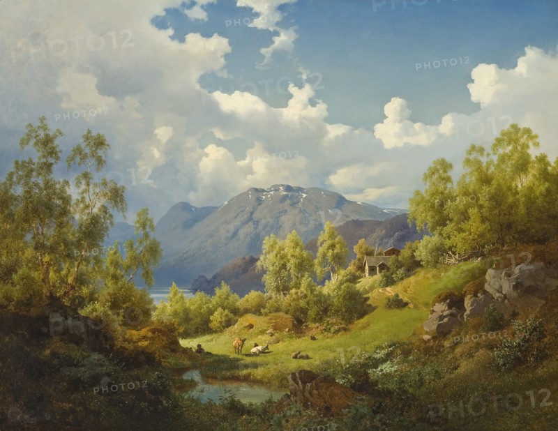 Landscape. Motif from the Numme Valley in Norway, 1850. Creator: Joachim Frich.