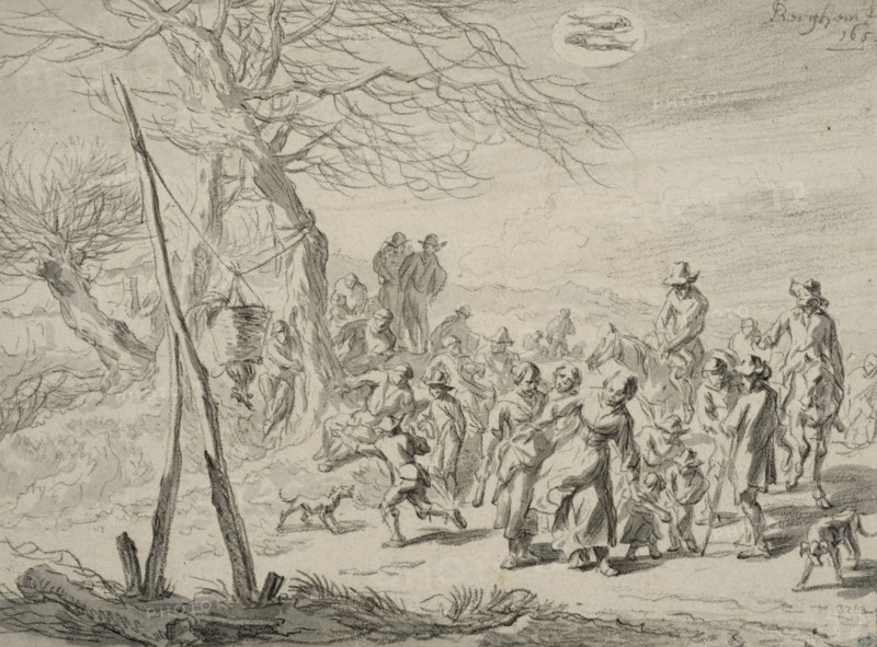 Landscape scene (February). Creator: Nicolaes Berchem.