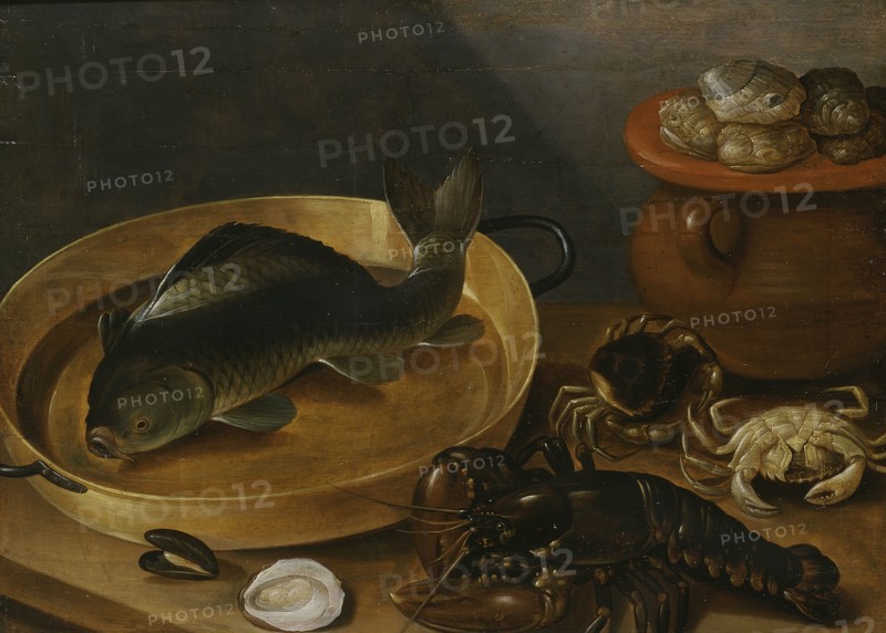 Kitchen Still Life with a Carp and Shellfish, unknown date. Creator: Unknown.
