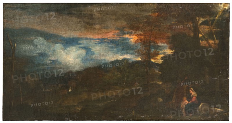 Landscape with the Holy Family, c15th century. Creator: Anon.