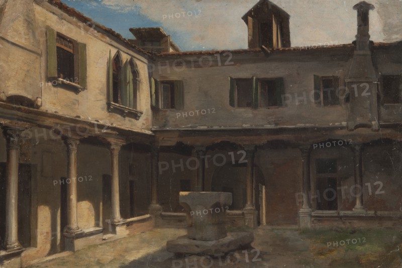 Inner courtyard of an Italian convent, c.1830. Creator: Unknown.