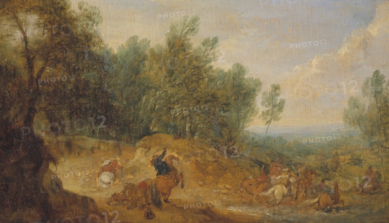 Riders attacked at a Ford. Creator: Adam Frans van der Meulen.