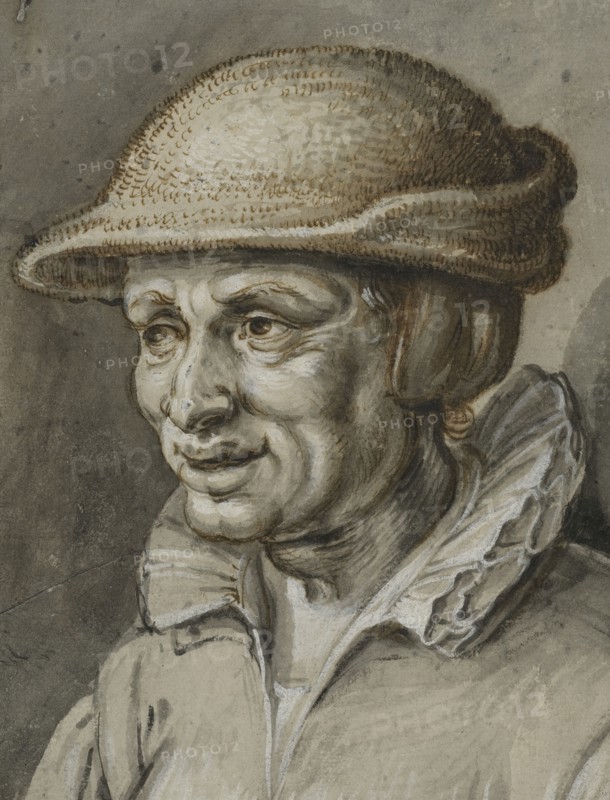 Portrait of an old woman in a leather cap, c17th century. Creator: Adriaen van de Venne.