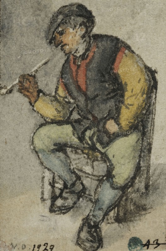 Seated farmer smoking a pipe. Creator: Adriaen van Ostade.