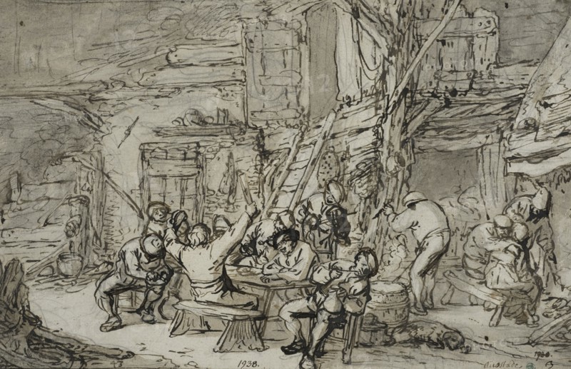 Inn interior with violin player, c.1640-1645. Creator: Adriaen van Ostade.