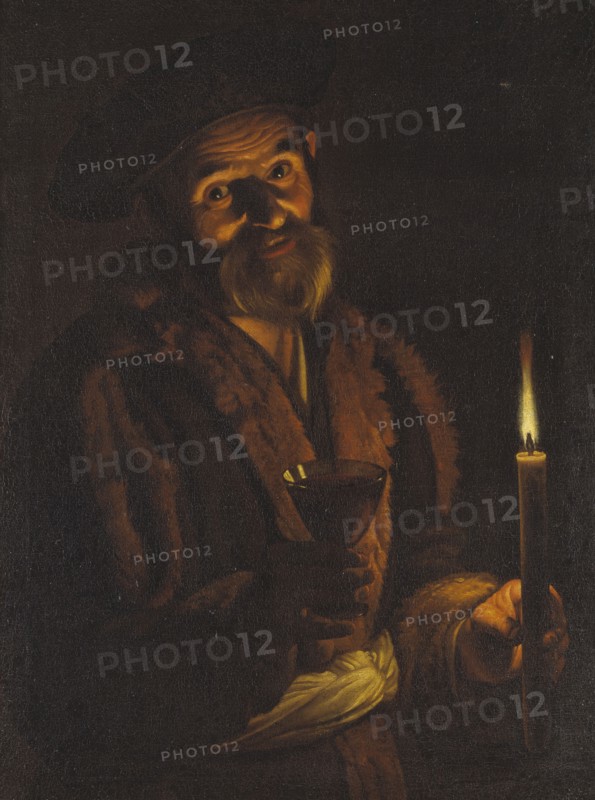 An Old Man with a Candle and a Glass, c17th century. Creator: Adam de Coster.