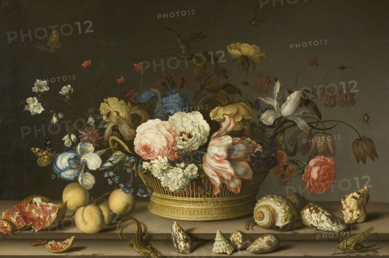 Still Life with a Basket of Flowers, early 1630s. Creator: Balthasar van der Ast.