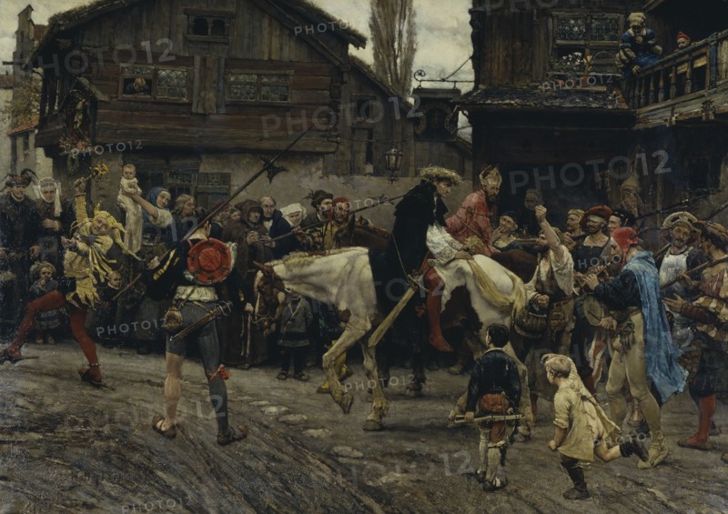 Peder Sunnanväder's and Mäster Knut's Ignominious Entry into Sthlm 1526, 1879. Creator: Carl Gustaf Hellqvist.