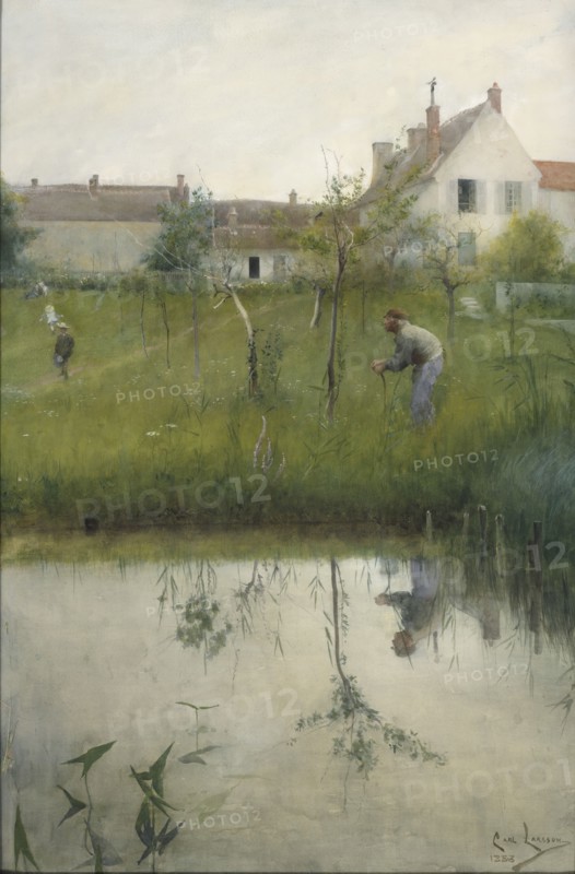 The Old Man and the Nursery Garden, 1883. Creator: Carl Larsson.