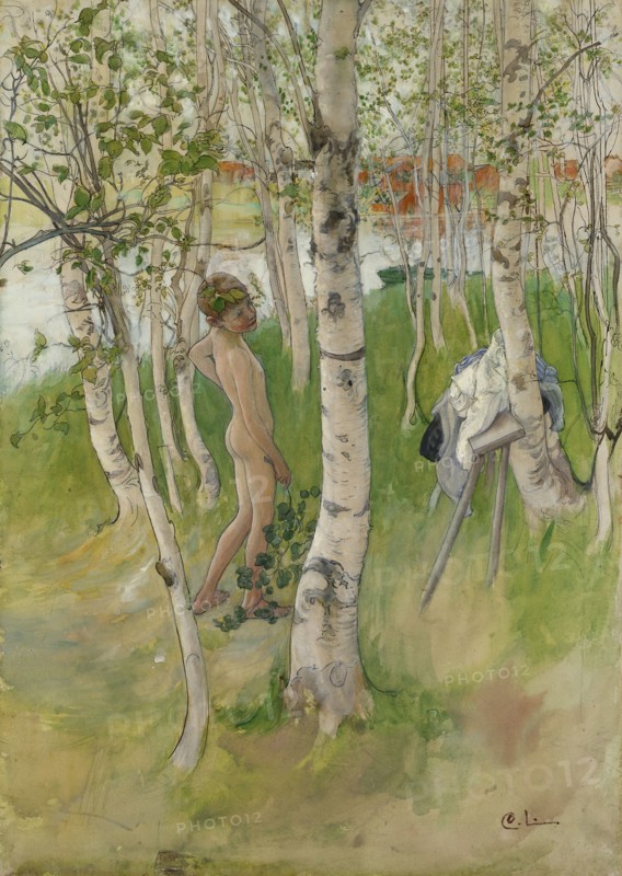 Ulf. Nude Boy among Birches, c.1898. Creator: Carl Larsson.