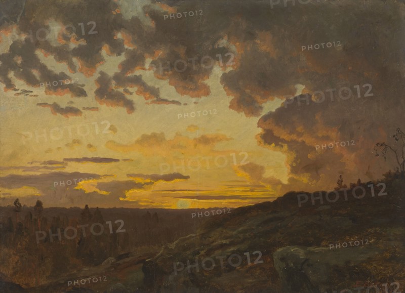 Sunset. Sketch, 1858. Creator: Johan Edvard Bergh.