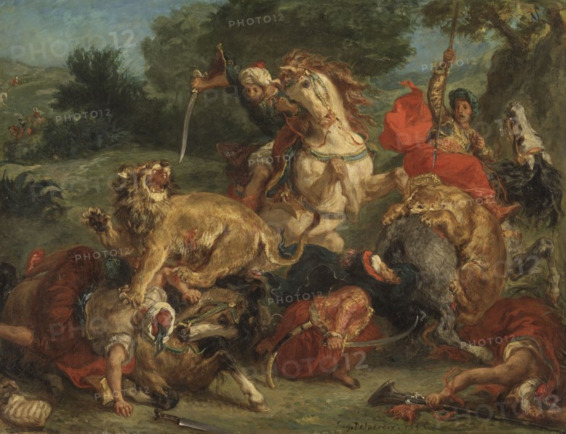 The Lion Hunt, 1855. Creator: Eugene Delacroix.