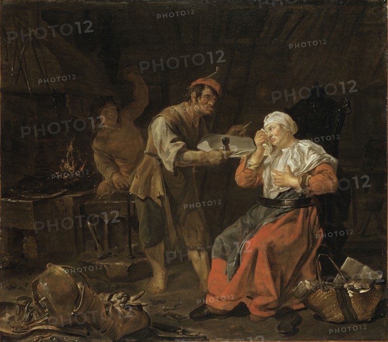 Weeping Woman in a Blacksmith's Shop, mid-17th century. Creator: Gabriel Metsu.