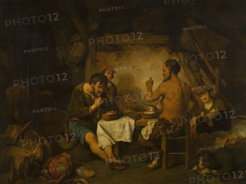 The Story of the Farmer and the Satyr from Aisopus' Fables, mid-17th century. Creator: Gerbrand van den Eeckhout.