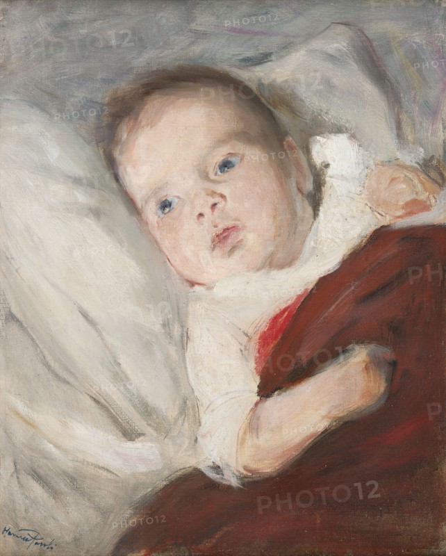 The Artist’s son Göran, 3 months, discovers the candle flame for the first time, 1891. Creator: Hanna Pauli.