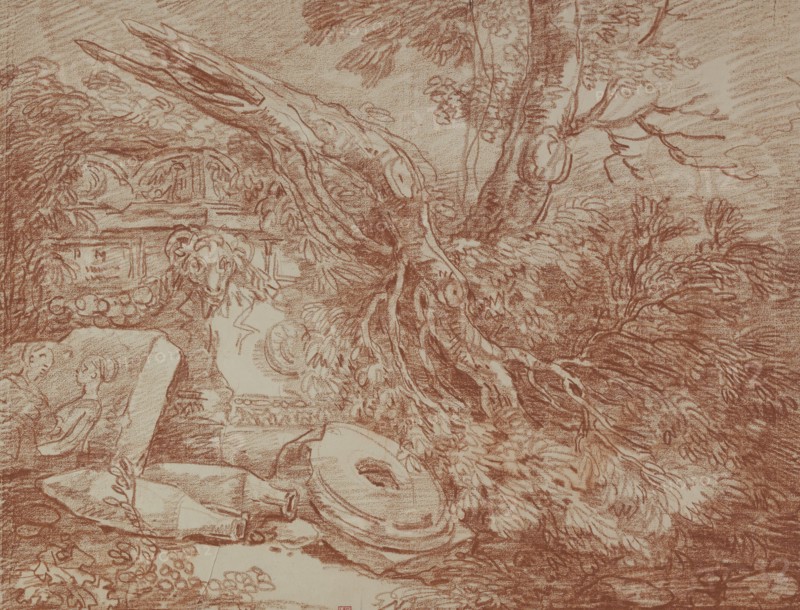 Ruin fragments in dilapidated park. Creator: Hubert Robert.