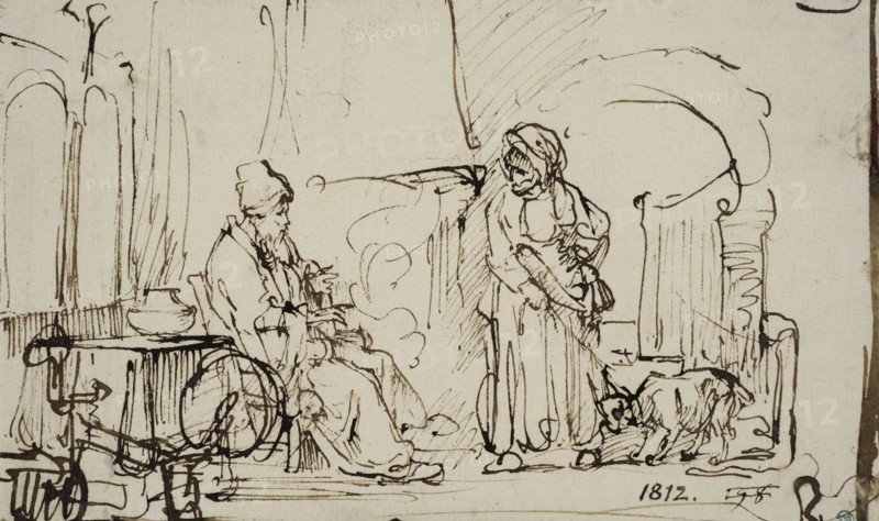 Tobit and Anna with the goat. Creator: Rembrandt Harmensz van Rijn.