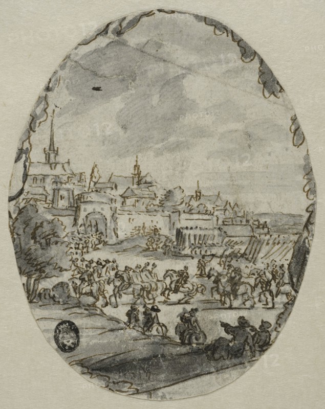 Troops march into a town. Creator: Romeyn de Hooghe.