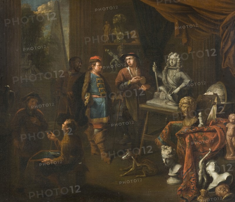 Visit in a Sculptor's Studio, 1704. Creator: Balthasar van den Bossche.