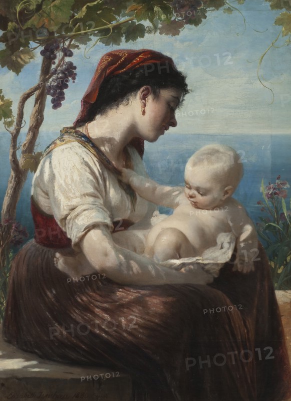 Young Mother and her Child, 1880. Creator: Elisabeth Baumann.