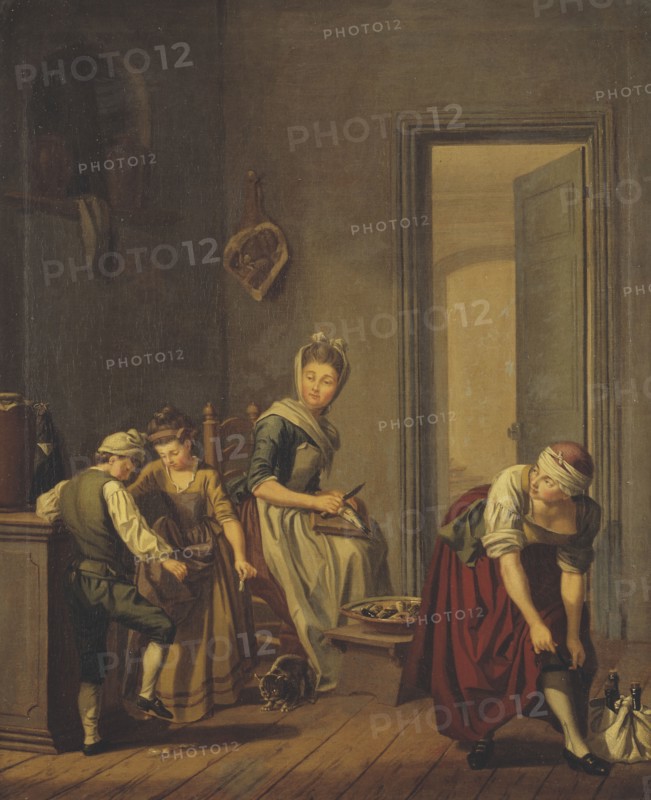 Women in a Kitchen, late 18th century. Creator: Per Hillestrom.