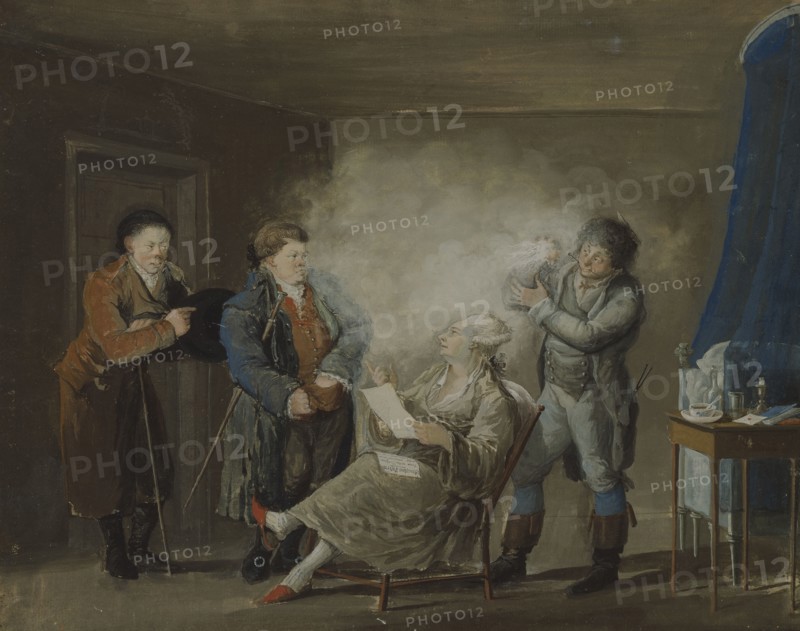 While the Wig is Being Powdered, c18th century. Creator: Pehr Nordquist.