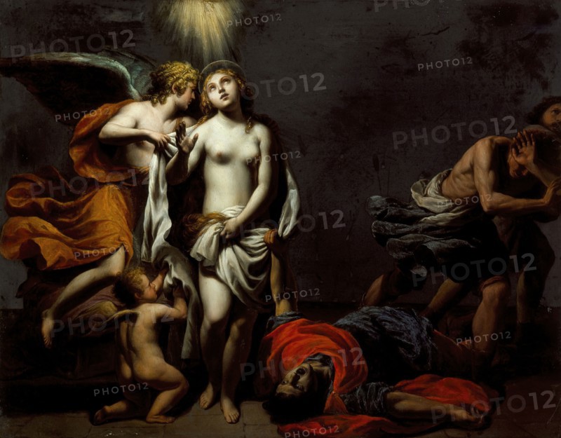 Saint Agnes Protected by an Angel, c1620. Creator: Alessandro Turchi.