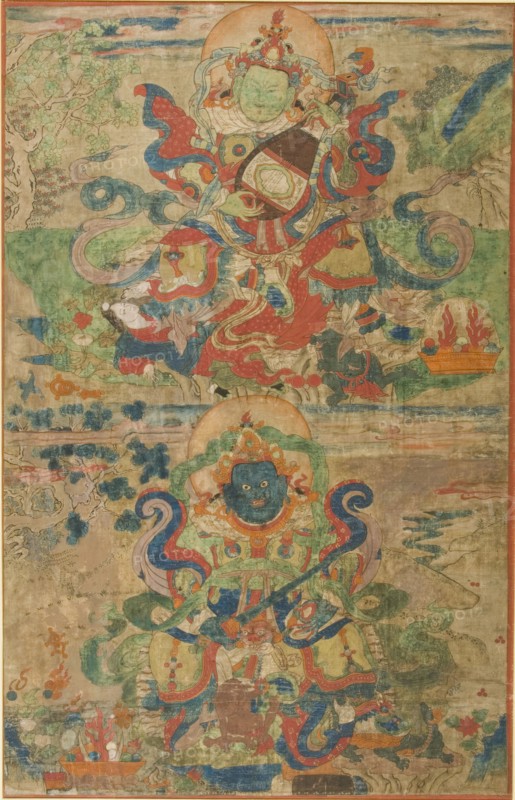 The Guardian Generals of the Directions (Lokapalas) Dhritarashtra..., early 17th century. Creator: Anon.