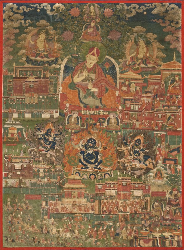 Kunga Tashi and Incidents from His Life (Abbot of Sakya Monastery, 1688-1711) (image 1 of 8), c1700. Creator: Anon.