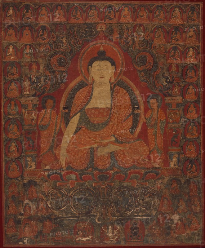 Shakyamuni with the Thirty-Five Buddhas of the Confession of Sins and the Eighteen Arhats, 15th cent Creator: Anon.