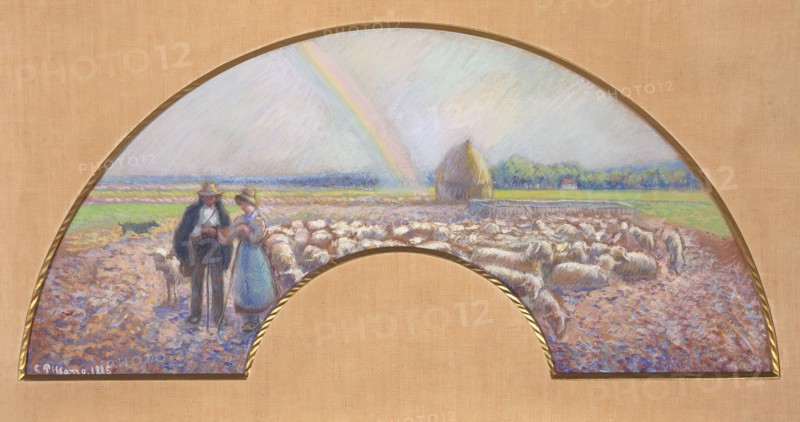 Shepherds in the Fields with Rainbow, 1885. Creator: Camille Pissarro.