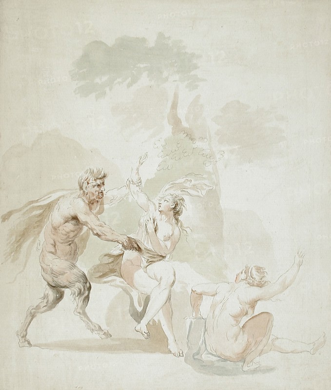 Satyr Attacking Two Nude Bathers, 18th century. Creator: Giovanni Battista Cipriani.