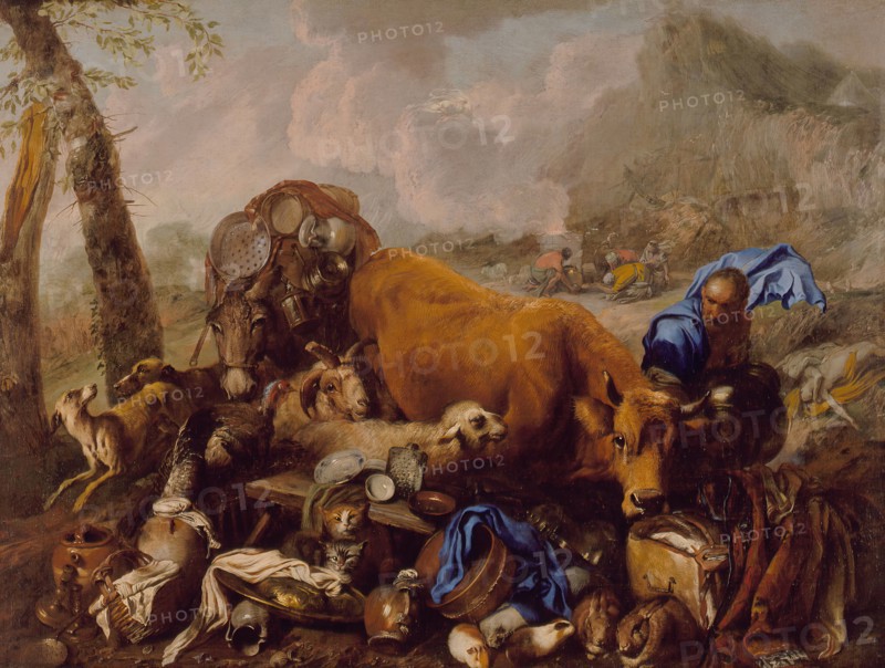 Noah's Sacrifice after the Deluge, between 1650 and 1655. Creator: Giovanni Benedetto Castiglione.