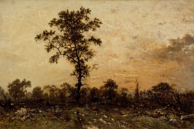 Edge of the Forest, Sun Setting, between c1845 and c1846. Creator: Theodore Rousseau.