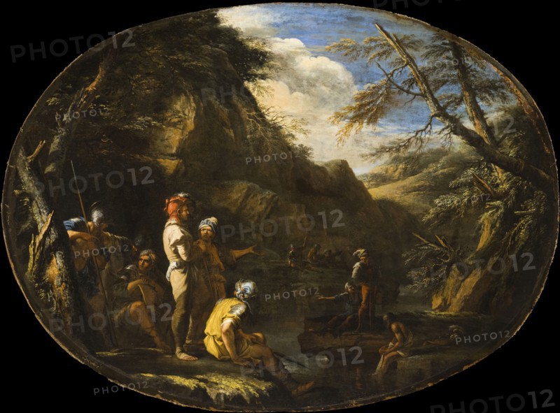 Landscape with Armed Men, c1640. Creator: Salvator Rosa.