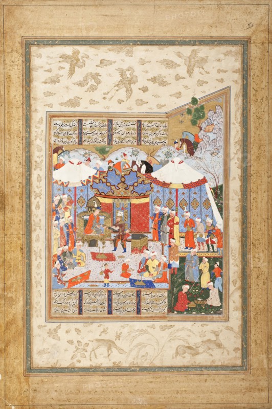 Rustam Approaching the Tents of King Kubad..., between 1550 and 1575. Creators: Unknown, Ferdowsi.