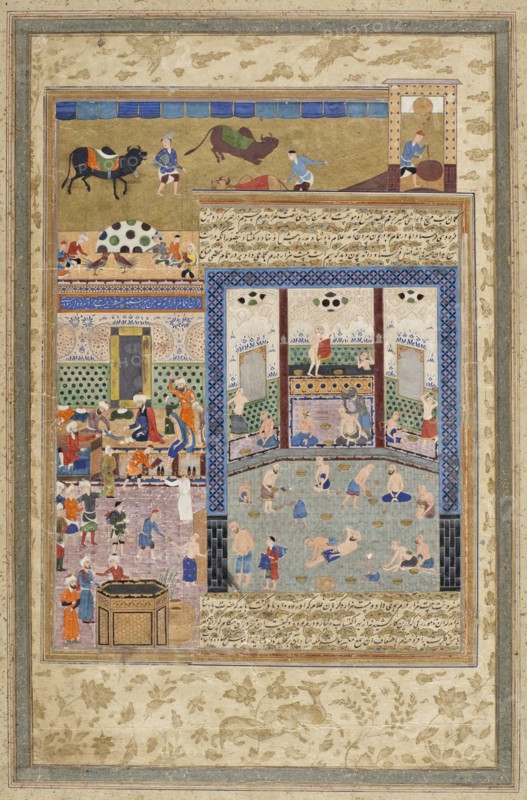 Firdawsi Receiving Wages in a Bathhouse..., between c1550 and c1575. Creator: Unknown.